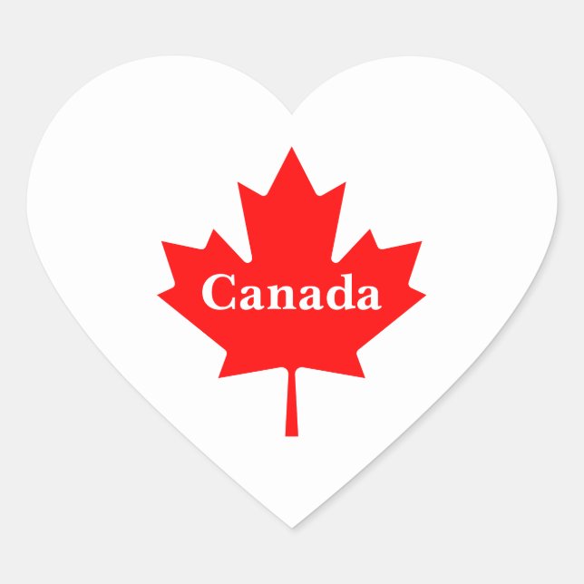 Canada red maple leaf with customizable text heart sticker (Front)
