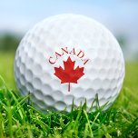 Canada Red & White Canadian Flag Golf Balls<br><div class="desc">Red and white Canada golf ball with Canadian flag and maple leaf.  Customizable text. Great gift for golfing Canadians.</div>