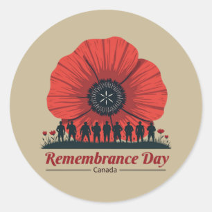 Canada Remembrance Day – Honouring Veterans Classic Round Sticker