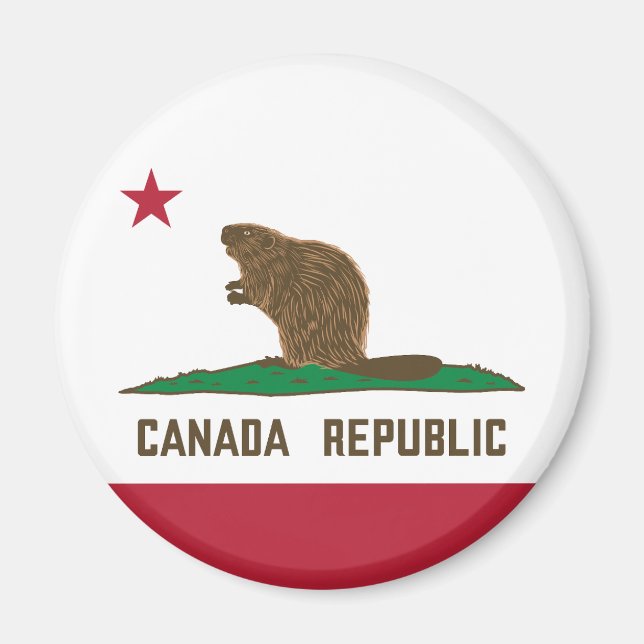 Canada Republic California Flag Beaver Magnet (Front)