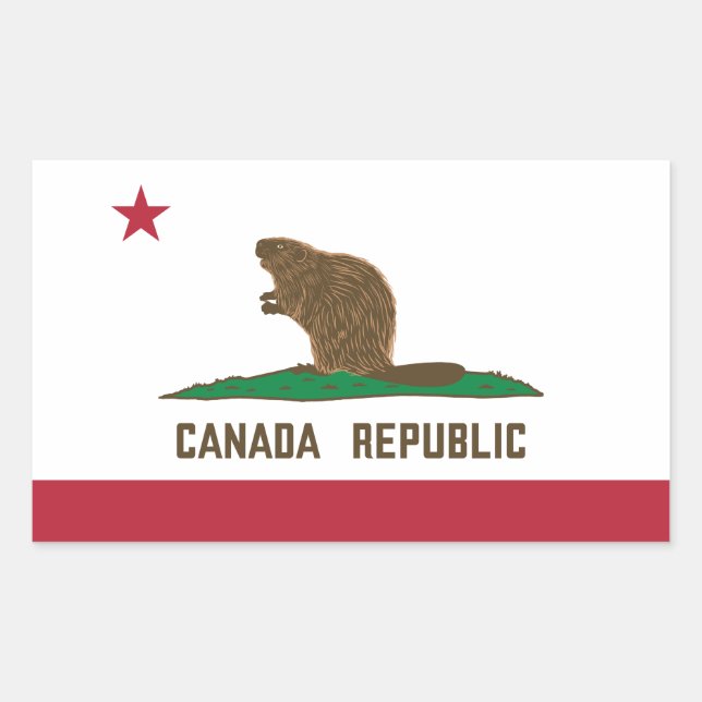 Canada Republic California Flag Beaver Sticker (Front)
