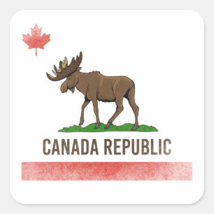 Canada Republic - Canada Moose and California Flag Square Sticker