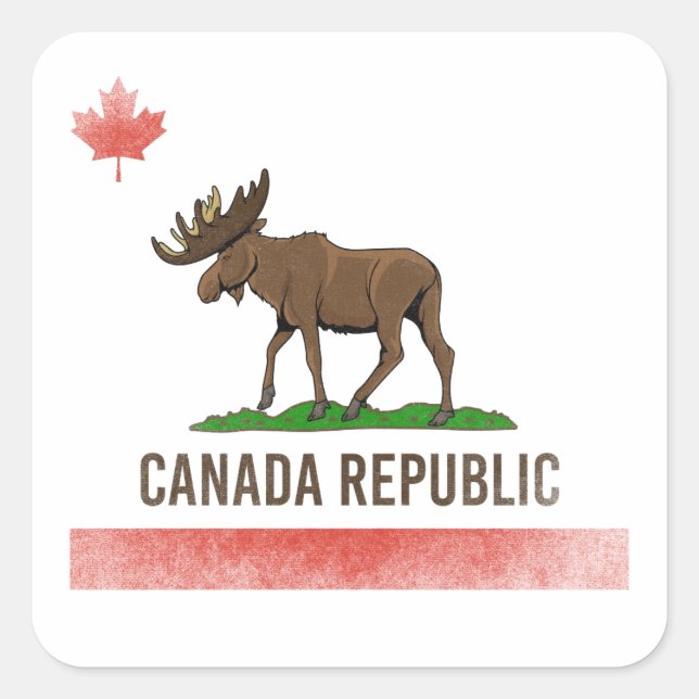 Canada Republic - Canada Moose and California Flag Square Sticker (Front)