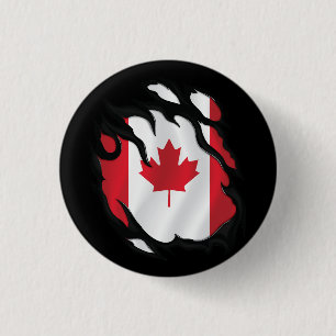 Canada Ripped Flag 1 Inch Round Button