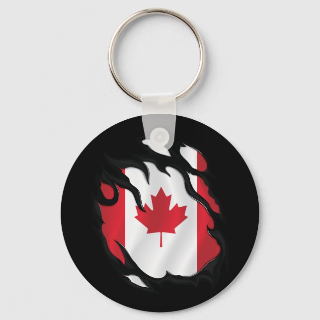 Canada Ripped Flag Keychain (Front)