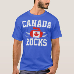 Canada Rocks Canadian Flag Funny Curling Fan Gift  T-Shirt