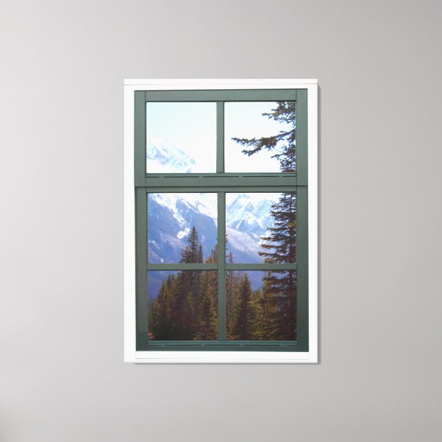 Canada Rocky Mountains Nature Faux Window View Canvas Print (Front)