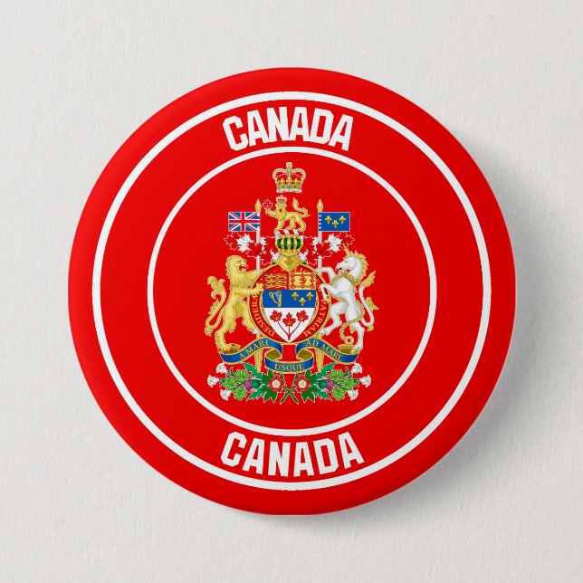 Canada Round Emblem 3 Inch Round Button (Front)