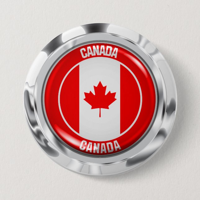 Canada Round Emblem 3 Inch Round Button (Front)