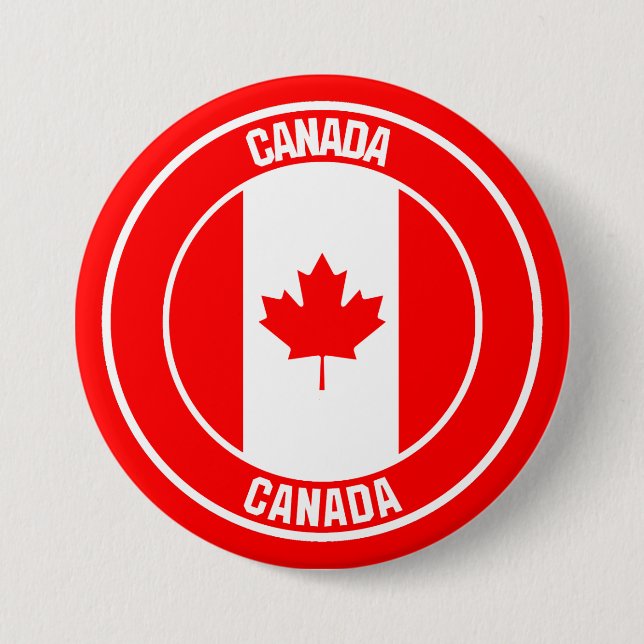Canada Round Emblem 3 Inch Round Button (Front)