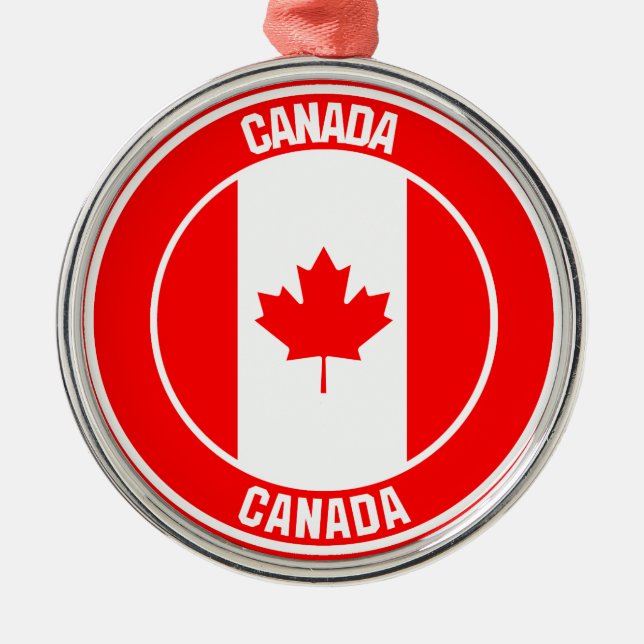 Canada Round Emblem Metal Ornament (Front)
