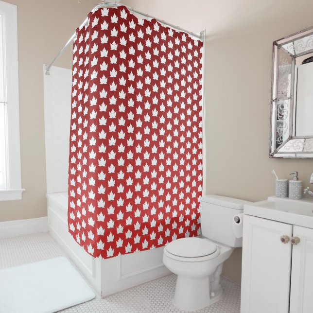 Canada Shower Curtain Canada Maple Leaf Decor (In Situ)