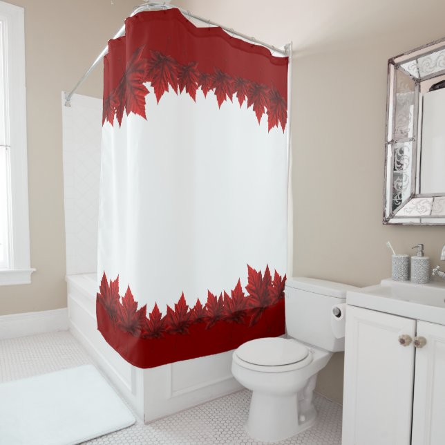 Canada Shower Curtains Canada Maple Leaf Decor (In Situ)