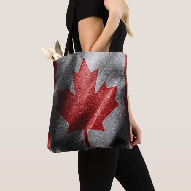 Canada silk flag tote bag (Close Up)