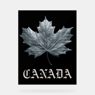 CANADA SILVER MAPLE LEAF ACRYLIC SIGN