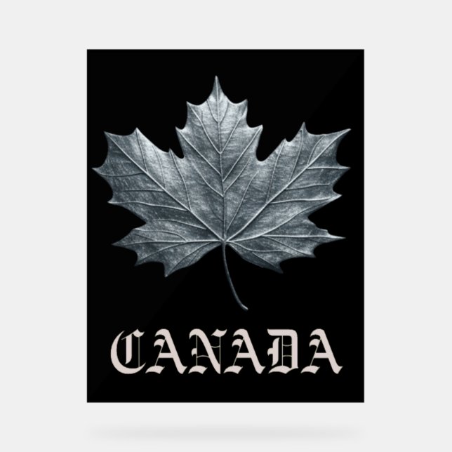 CANADA SILVER MAPLE LEAF ACRYLIC SIGN (Front)