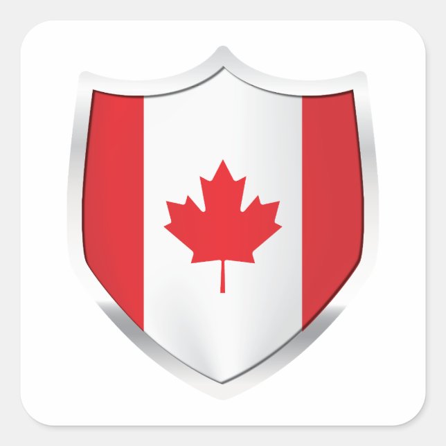 Canada Silver Shield Flag Square Sticker (Front)