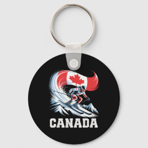 Canada Skiing Design Winter Ski Sports Art  Keychain