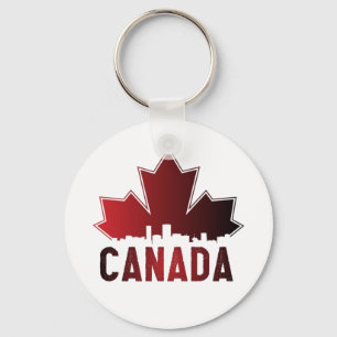 Canada Skyline Gradient Maple Leaf Patriotic Keychain