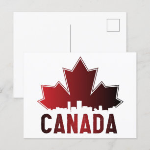 Canada Skyline Gradient Maple Leaf Patriotic Postcard