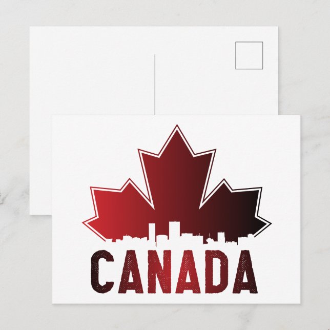 Canada Skyline Gradient Maple Leaf Patriotic Postcard (Front/Back)