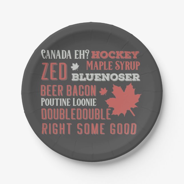 Canada Slang Subway Art Paper Plate (Front)