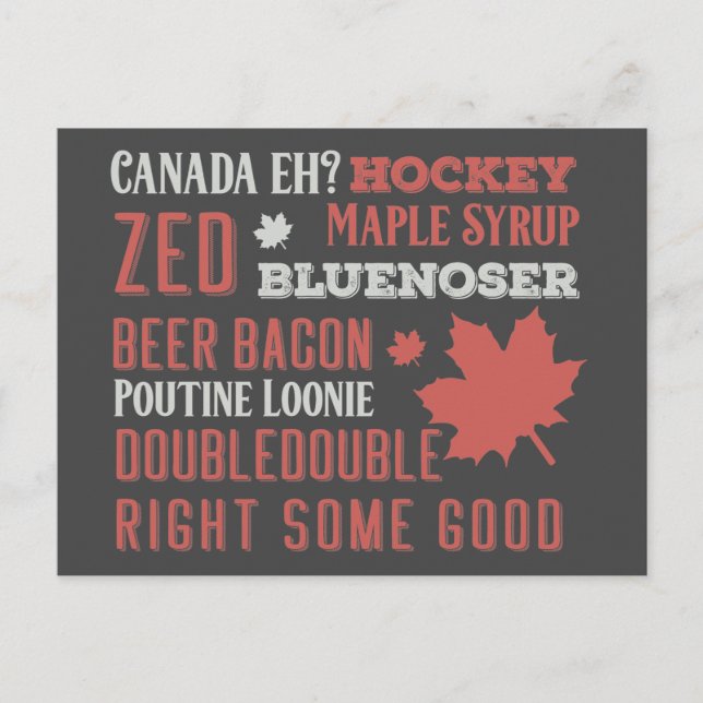 Canada Slang Subway Art Postcard (Front)