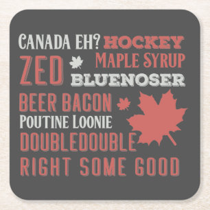 Canada Slang Subway Art Square Paper Coaster