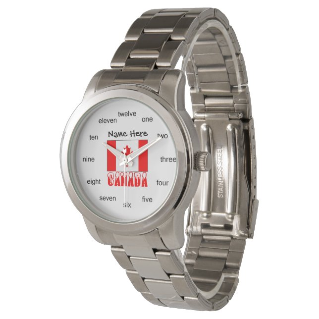 Canada Snow Canadian Flag Personalized  Watch (Angled)
