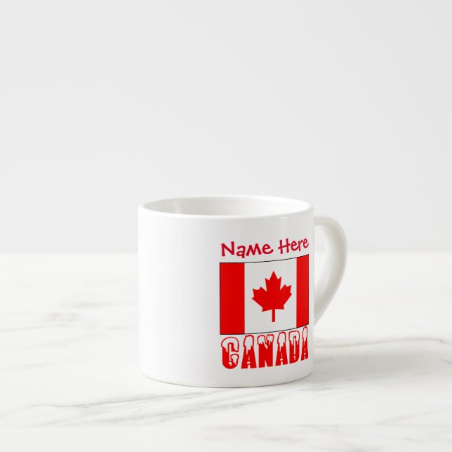 Canada Snow Canadian Flag Red Personalization Espresso Cup (Front Right)