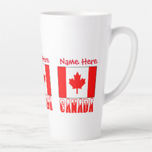 Canada Snow Canadian Flag Red Personalized Large Latte Mug