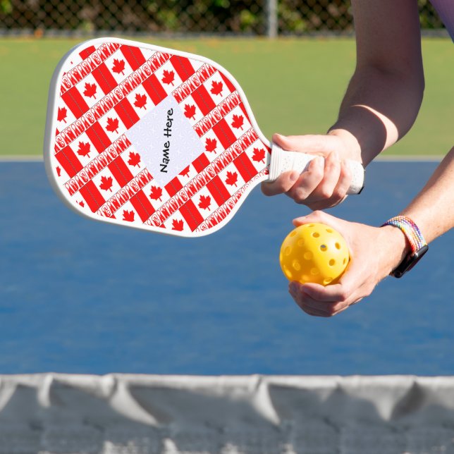 Canada Snow Capped Letter Canadian Flag Tiled Name Pickleball Paddle (Insitu)