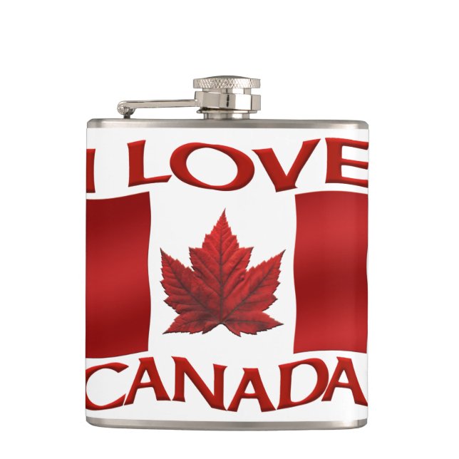 Canada Souvenir Flask I Love Canada  Flasks Gifts (Front)
