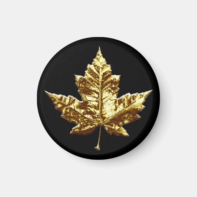Canada Souvenir Fridge Magnet Gold Maple Leaf Gift (Front)