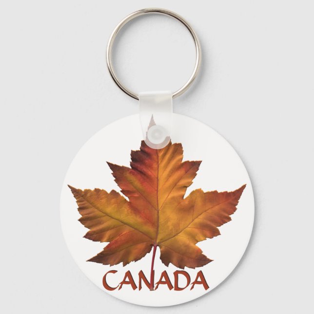 Canada Souvenir Key Chain Gold Chrome Maple Leaf (Front)