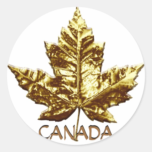 Canada Souvenir Stickers Gold Maple Leaf Stickers (Front)