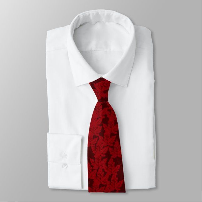 Canada Souvenir Tie Retro Maple Leaf Canada Tie (Tied)