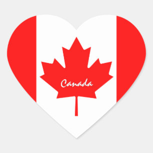 Canada Sticker, Heart, Patriotic Canadian Flag Heart Sticker