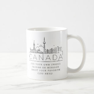 Canada Stylized Skyline   Custom Slogan Coffee Mug