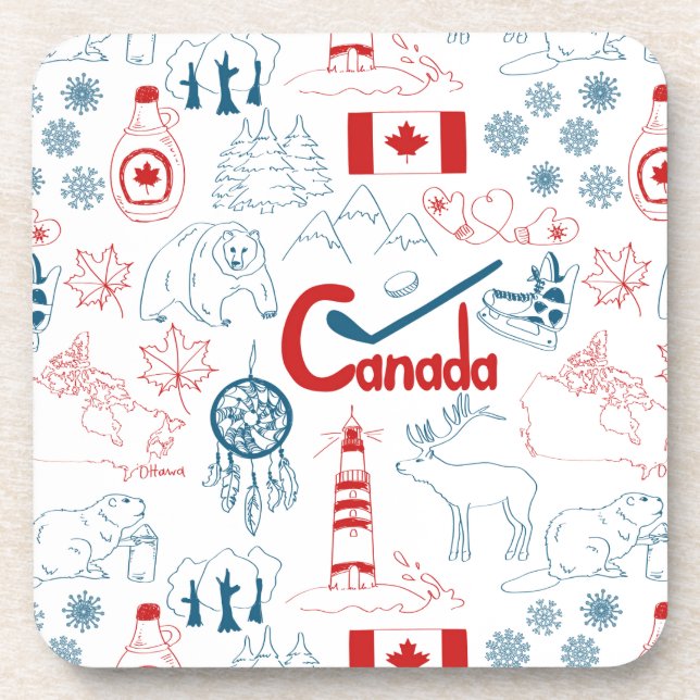Canada | Symbols Pattern Coaster (Front)