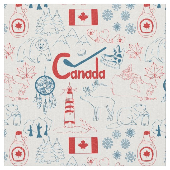 Canada | Symbols Pattern Fabric (Close Up)