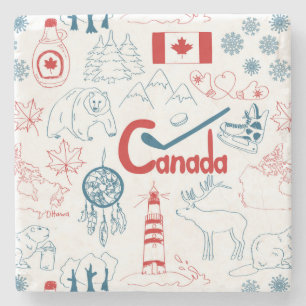 Canada   Symbols Pattern Stone Coaster