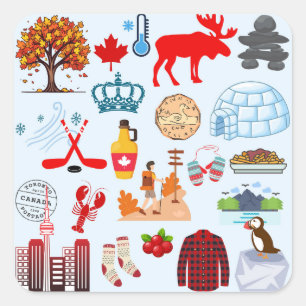 Canada Symbols Square Sticker