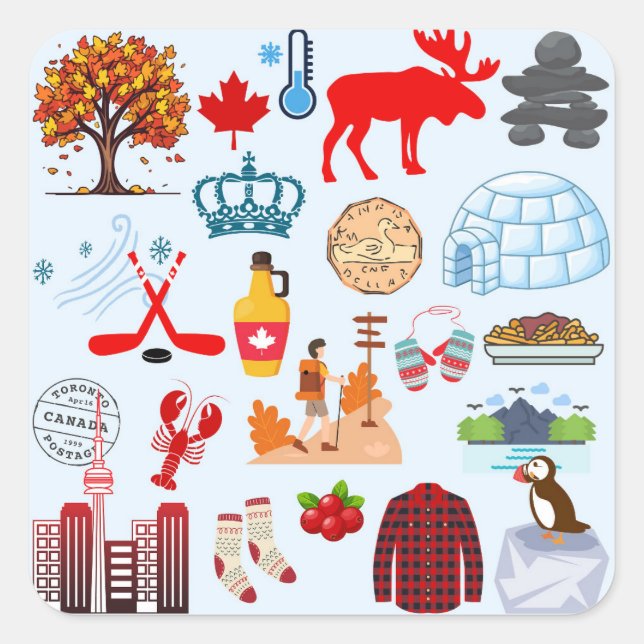 Canada Symbols Square Sticker (Front)