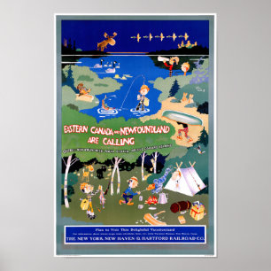 Canada Terre-Neuve Poster Vintage voyage restauré