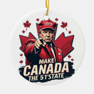 Canada the 51st State Trump Canadian Ceramic Ornament