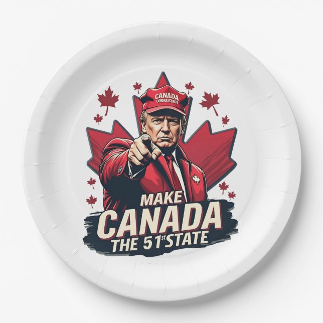 Canada the 51st State Trump Canadian  Paper Plate (Front)