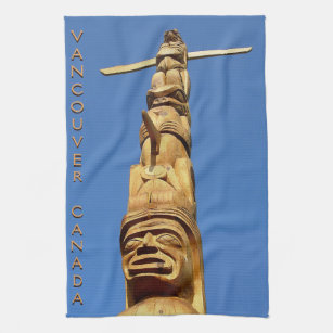 Canada Towel Native Totem Pole Vancouver Tea Towel