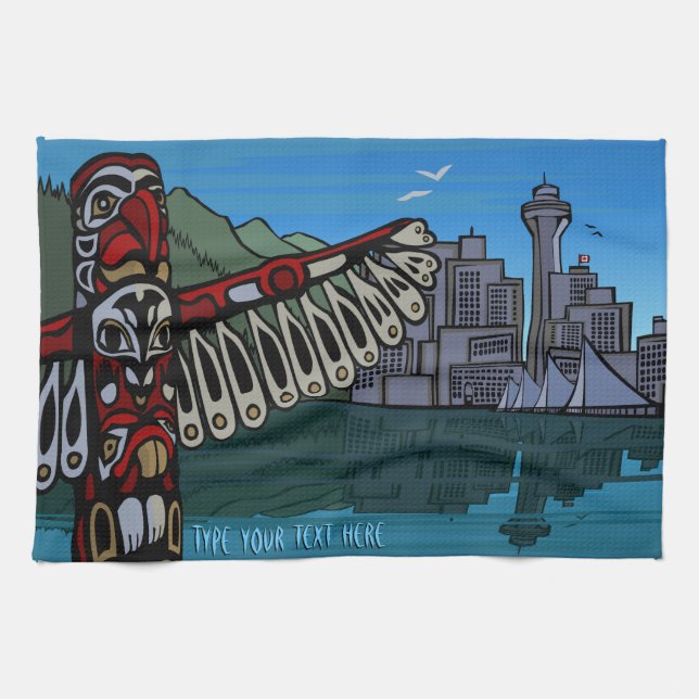 Canada Towel Personalized Vancouver Tea Towel (Horizontal)