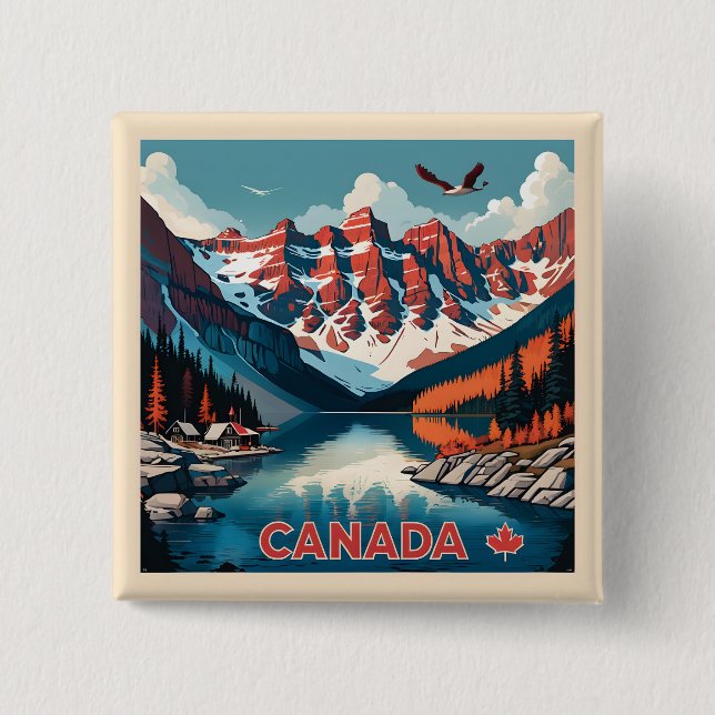Canada Travel Poster 2 Inch Square Button (Front)